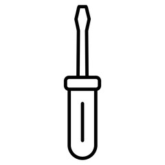 Illustration showing a black screwdriver icon on a white background