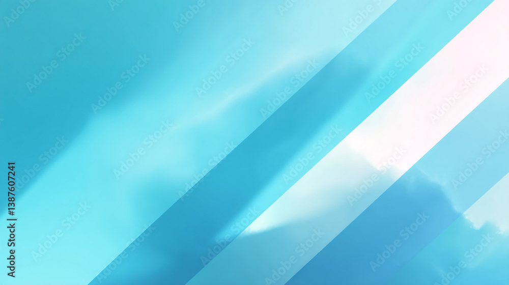 Poster abstract background with diagonal light blue and white stripes creating a modern design look