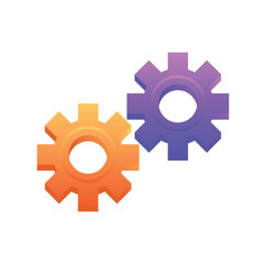 Two colorful cogwheels in motion representing powerful business concept. Vector Illustration. 