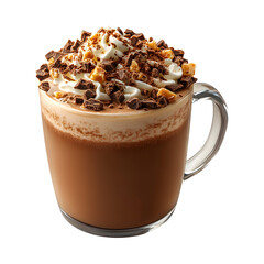 Salted Caramel Hot Chocolate with Whipped Cream Isolated on Transparent Background