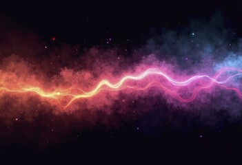 Obraz premium Wavy Light Trail Over Swirling Starry Backdrop