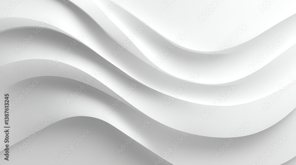 Poster abstract white waves background with smooth curves and subtle shadows creating a modern design