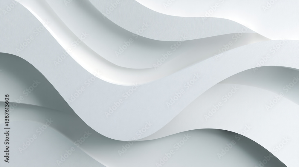Poster abstract white paper waves with shadows creating a minimalist clean and modern background design eff