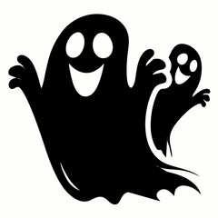 black and white svg vector, Halloween ghost icon