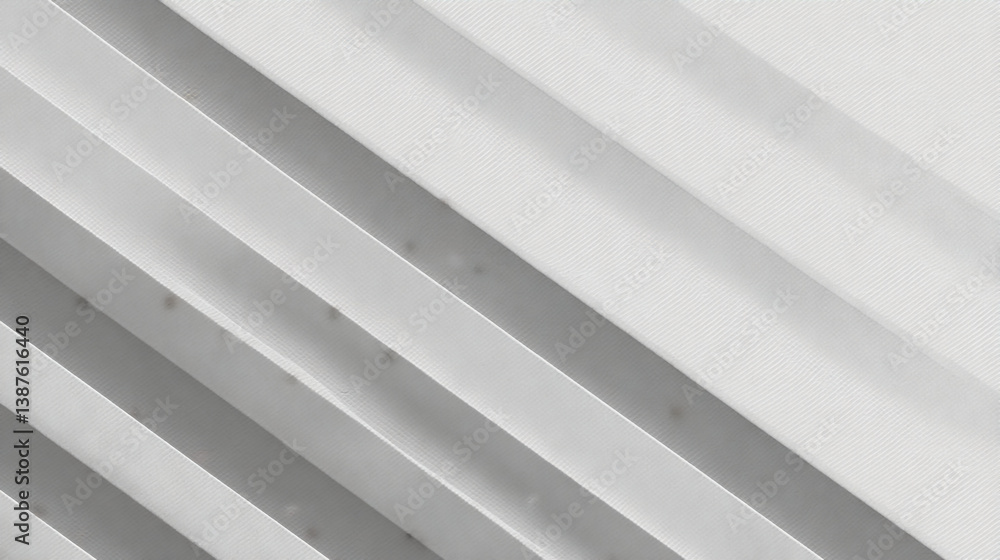 Poster a close up of a white corrugated surface with diagonal lines and shadows creating a pattern design