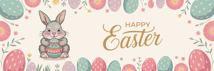Easter poster, Easter banner, banner, Easter clipart, happy Easter, Easter 2025, 2025, Easter celebration, easter sublimation, easter card, easter, bunny, rabbit, egg, card, spring, cartoon, holiday, 