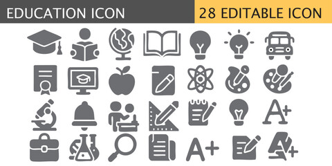 Modern Education Icon Set | Editable Vector Illustrations