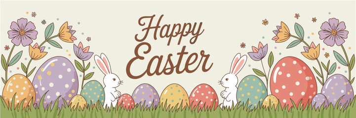 Easter poster, Easter banner, banner, Easter clipart, happy Easter, Easter 2025, 2025, Easter celebration, easter sublimation, easter card, easter, bunny, rabbit, egg, card, spring, cartoon, holiday, 