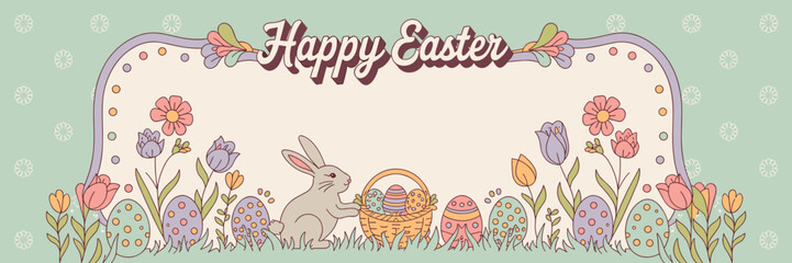 Easter poster, Easter banner, banner, Easter clipart, happy Easter, Easter 2025, 2025, Easter celebration, easter sublimation, easter card, easter, bunny, rabbit, egg, card, spring, cartoon, holiday, 