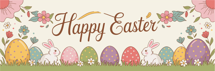 Easter poster, Easter banner, banner, Easter clipart, happy Easter, Easter 2025, 2025, Easter celebration, easter sublimation, easter card, easter, bunny, rabbit, egg, card, spring, cartoon, holiday, 