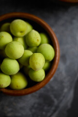 Close up Green plum