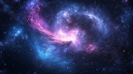 Abstract cosmic galaxy background with swirling nebulae stars.