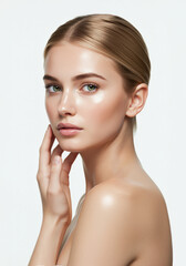 Fototapeta premium Portrait of Woman with Natural Glow Skin 