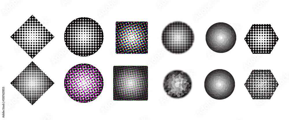 Poster abstract circle halftone design elements. black dots isolated on white background.