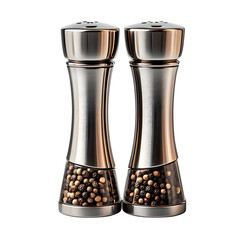 Stainless Steel Salt and Pepper Grinders Isolated on Transparent Background