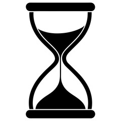 A silhouette image of a classic hourglass timer