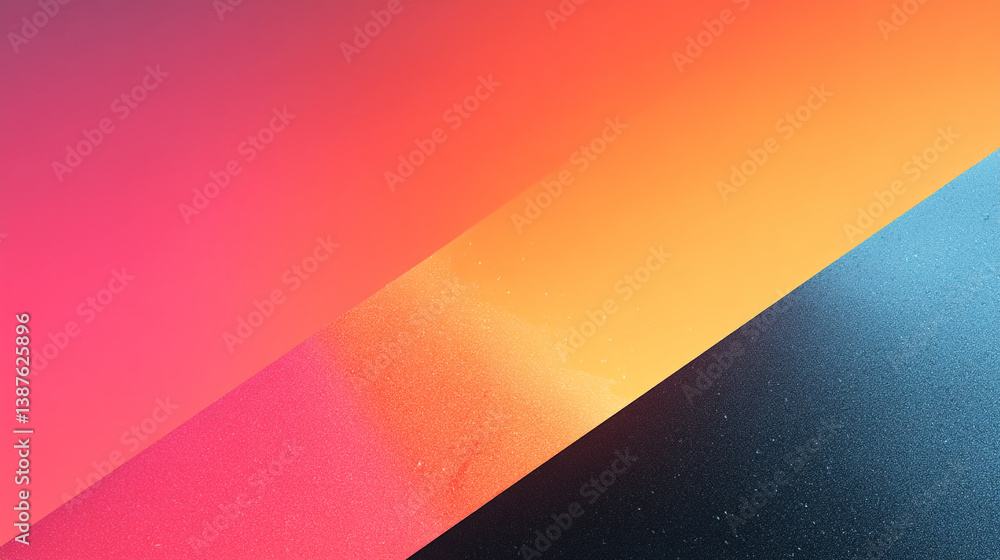 Poster abstract gradient background with pink orange and blue color fields divided by diagonal lines
