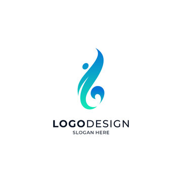 sports, fitness, athletics and dancing logos with colorful people accents and gradients