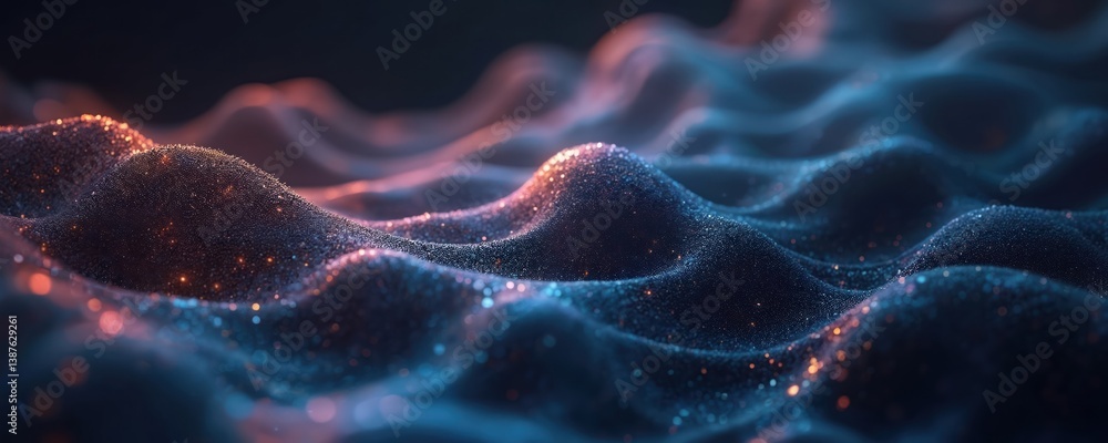Poster abstract visualization of big data. digital concept features virtual landscape with vibrant colors, 