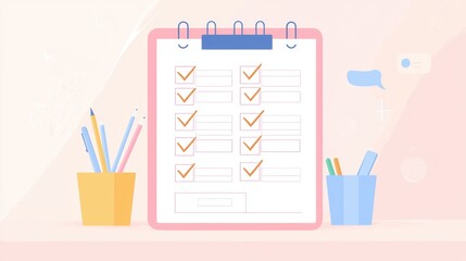 minimalist weekly planner with checkboxes for tasks and time slots organized by priority pastel colored schedule layout modern desk workspace