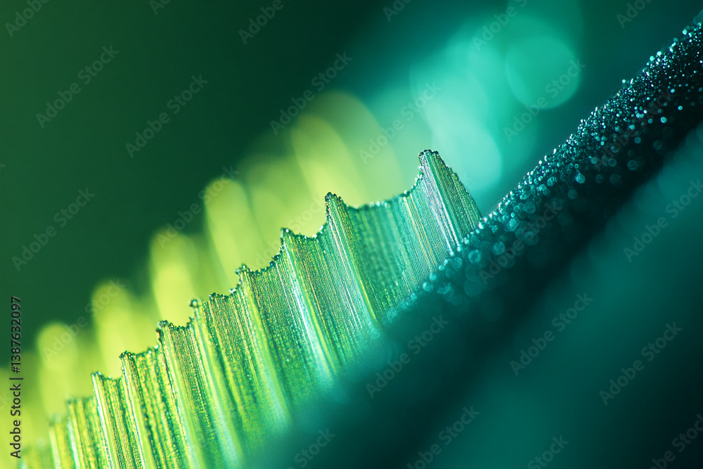 Poster Close-up of textured green surface, featuring a wave-like pattern, creating an abstract and dynamic visual, ideal for backgrounds or design elements
