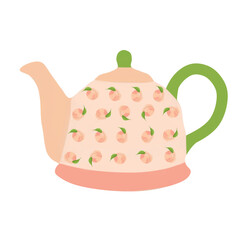 Peach Pattern Teapot – Cute and Cozy Vector Illustration