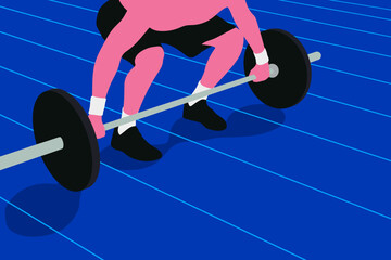 A person holding a barbell and posturing before weightlifting