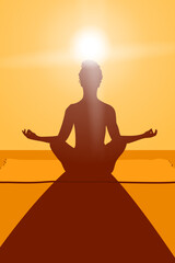 Silhouette of a person meditating