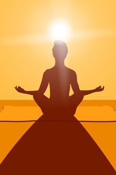 Silhouette of a person meditating