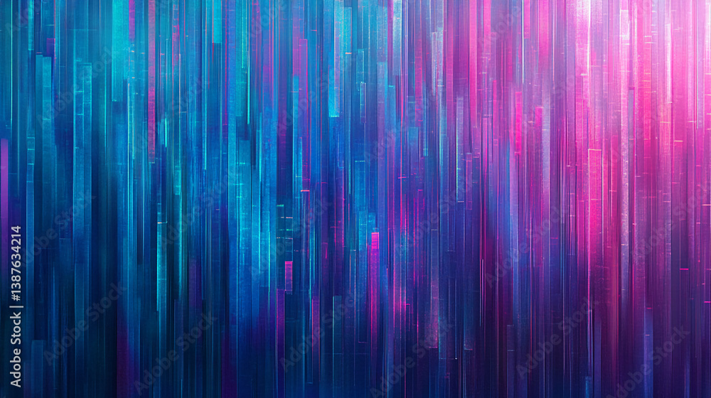 Poster abstract image with vertical blue, pink, and purple stripes creating a vibrant, dynamic texture suit