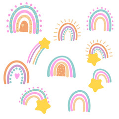 Multi colored rainbow shape collection design. Vector illustration .