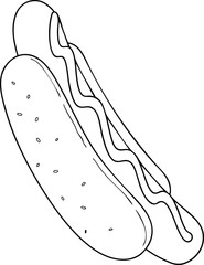 Hot Dog Street Food Hand Drawn Illustration