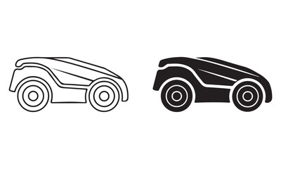 Robotic Lawn Mower Silhouette and Outline Icons