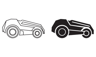 Robotic Lawn Mower Silhouette and Outline Icons