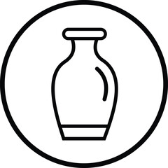 Antique vases  icon. symbol vector illustration isolated on white background, inside circle shape. design in trendy style. Glass jar icon
