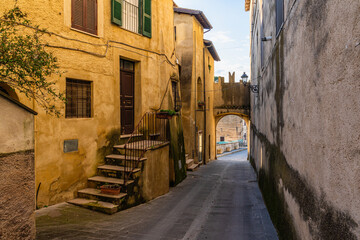 Scenic sight on a sunny afternoon in the village of Torrita Tiberina, Provicnce of Rome, Lazio,...
