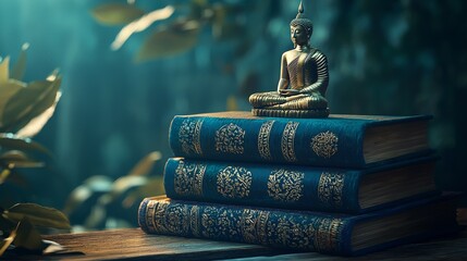 Fototapeta premium A book about mindfulness and meditation is displayed in close-up, underscoring the crucial role of self-care and mental health practices in daily life