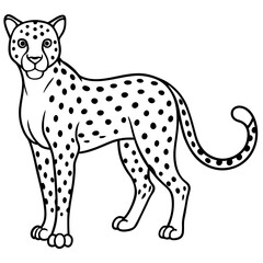 Graceful Cheetah Outline Sketch