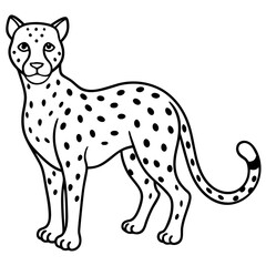 Graceful Cheetah Outline Sketch