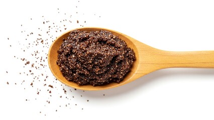 Organic Coffee Scrub on Wooden Spoon