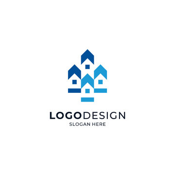 housing and upward arrow accent for upper-middle-class housing logo