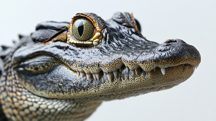 Obraz premium Close up of crocodile head with piercing eyes and textured skin