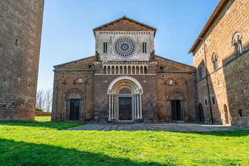 The beautiful and ancient Basilica of San Pietro in Tuscania. Province of Viterbo, Lazio, Italy.