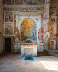 Interior sight in the beautiful and ancient Church of Santa Maria Maggiore in Tuscania. Province of...