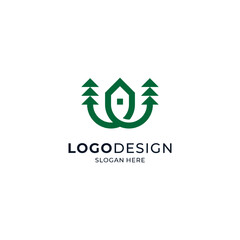 green house and foliage for eco-friendly housing logo