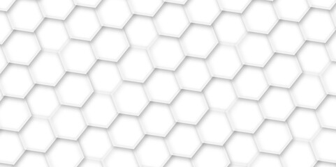 Naklejka premium Abstract multicolor hexagon geometric honeycomb texture. Luxury white pattern. White paper texture and futuristic abstract. Hexagon design concept with geometric background.