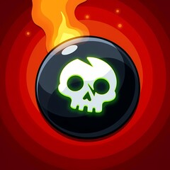 Fototapeta premium Ethereal Skull Icon in Fiery Red - Close-up Graphic Capture