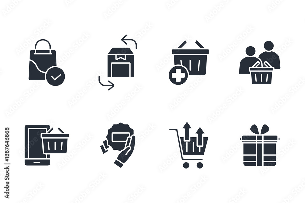 Poster shopping icon set.vector.editable stroke.linear style sign for use web design,logo.symbol illustrati