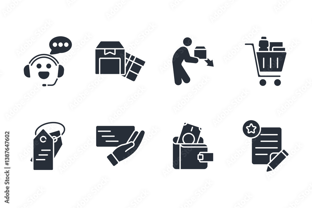 Poster shopping icon set.vector.editable stroke.linear style sign for use web design,logo.symbol illustrati