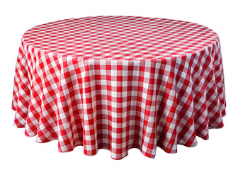 checkered tablecloth round table clipart image on transparent background